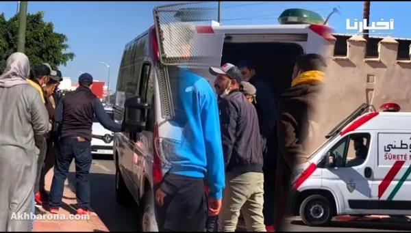 لحظة اعتقال لص خطير حاول سرقة فتاة بالقرب من سوق الأحد بأكادير