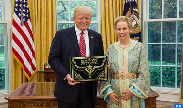الرئيس دونالد ترامب يستقبل السفيرة الجديدة للمغرب بأمريكا ، الشريفة للا جمالة