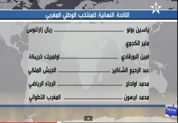 اللائحة النهائية لتشكيلة المنتخب الوطني المغربي