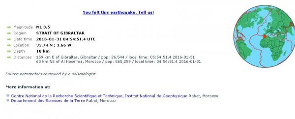 3 هزات جديدة بمنطقة الريف صباح اليوم  أقواها بلغت 3.5 على سلم ريشتر
