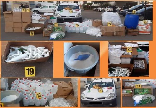 معقمات ومطهرات غير صالحة للإستعمال تقود 5 أشخاص للاعتقال بالبيضاء (صور)