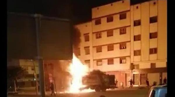 إنفجار بشاحنة أزبال بعد إندلاع النيران فيها بسباتة بالدارالبيضاء
