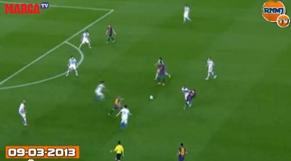 هل تعمد ميسي ضرب لاعب ديبورتيفو على وجهه؟