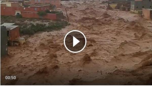 مشهد رهيب ..واد أدودو يظهر وجهه الحقيقي ويدمر كل المباني في طريقه (تزنيت)