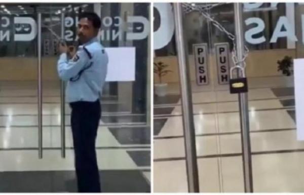 لمنعهم من الخروج.. شركة هندية تغلق الباب بالسلاسل على موظفيها أثناء وقت العمل(فيديو)