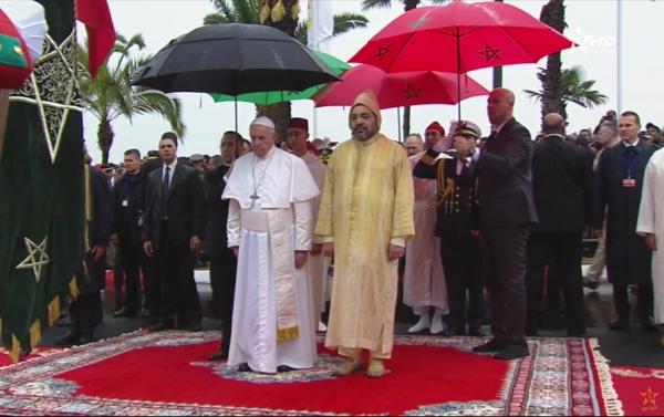 مراسم إستقبال الملك محمد السادس للبابا فرانسيس