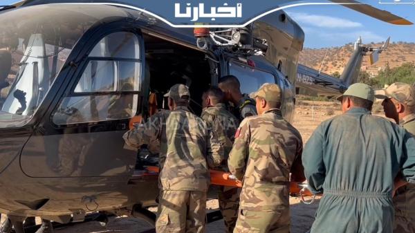 مروحيات الدرك الملكي مستمرة في نقل المصــابين نحو المستشفى العسكري