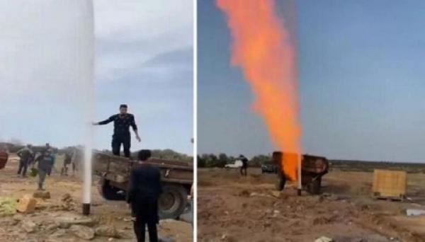 مزارع تونسي يفاجأ بنار تتفجر من بئر مياه حفرها(فيديو)