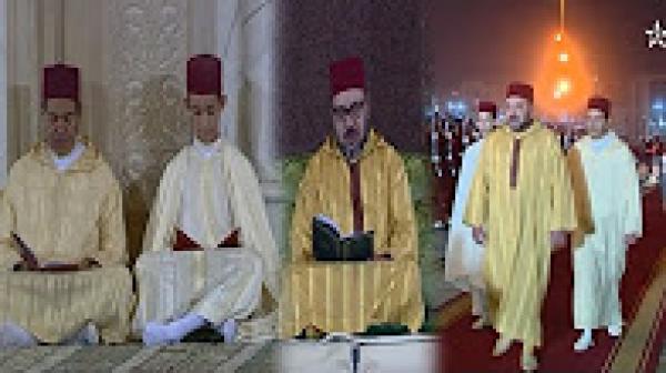 لحظة وصول الملك محمد السادس لمسجد الحسن الثاني لاحياء ليلة المولد النبوي الشريف