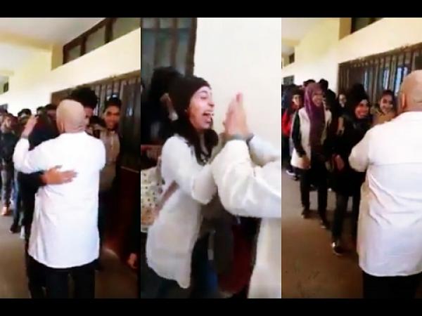 رائع : أستاذ مغربي يستقبل تلاميذه على طريقة المدرسة الأمريكية