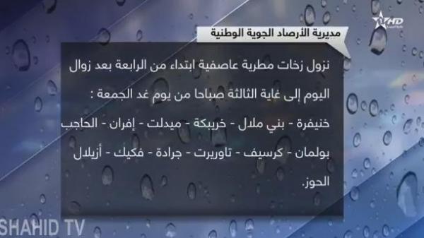 نشرة خاصة : تساقطات مطرية اليوم وغد الجمعة بهذه المناطق