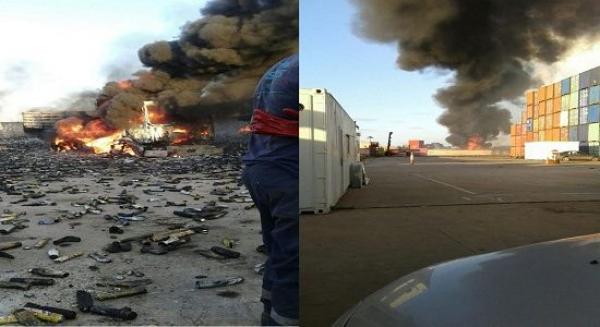 بالفيديو: انفجارات تهز حاويات مستودع بالمحمدية