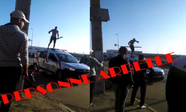 التفاصيل الكاملة لواقعة صعود صاحب سوابق فوق سيارة شرطة بالقنيطرة