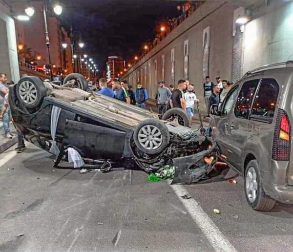 ليلة العمر تتحول إلى مأساة بعد انقلاب سيارة عروسين بوسط طنجة