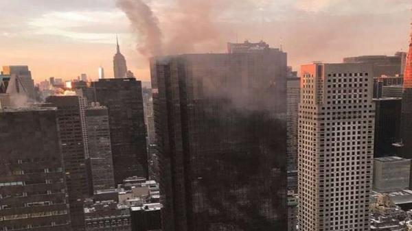 بالفيديو: برج ترامب في نيويورك شعلات فيه العافية