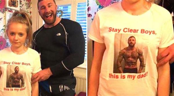  أب يطبع صورته بعضلاته الضخمة على قميص ابنته لحمايتها من التحرش (إيليت دايلي) 