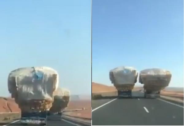 شوفو جوج كاميوات مشارجين التبن و دايرين السباق على الطريق السيار سطات مراكش