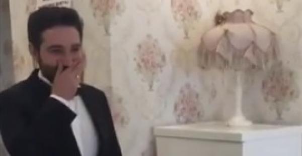 بالفيديو.. رد فعل عريس يرى عروسه ترتدي فستان الزفاف