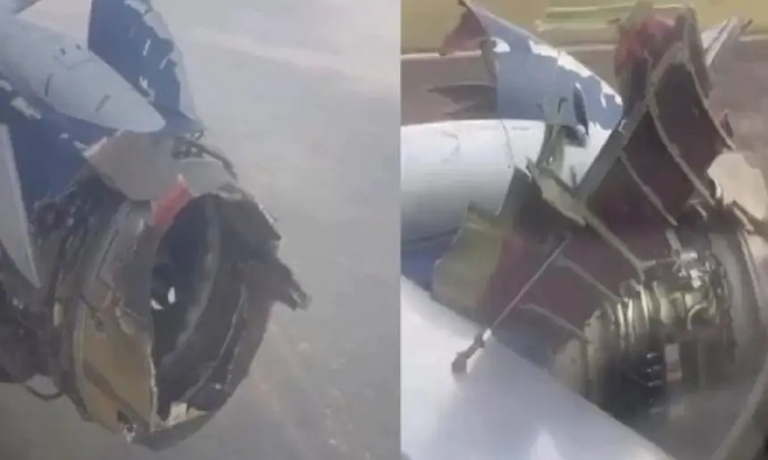 بالفيديو...مشهد مرعب لانفجار محرك طائرة ركاب نيجيرية