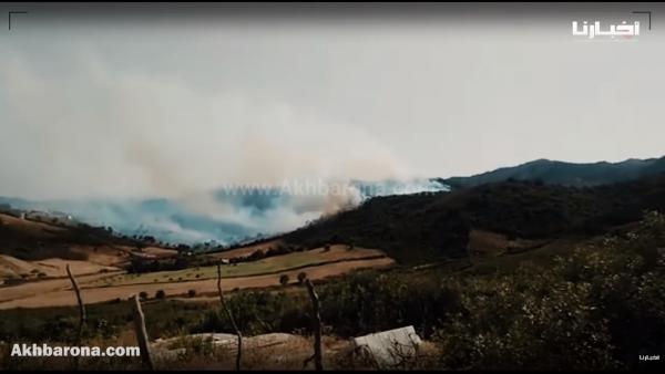 شاهد كيف انتشرت النيران في المجال الغابوي بمنطقة العليين - المضيق