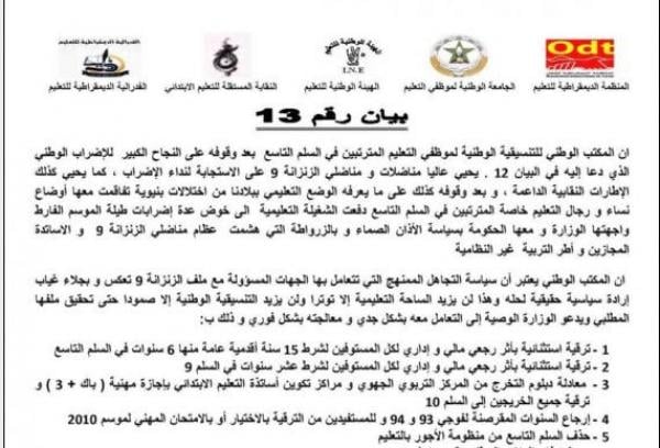 ثلاثة أيام من كل أسبوع هي أيام إضراب أساتذة تنسيقية السلم 9