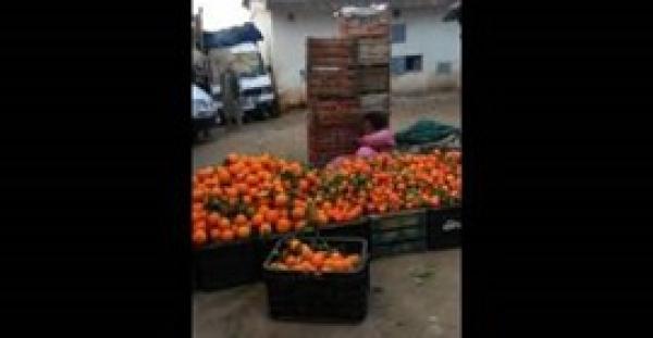 رجل يعتدي على إمرأة في سوق عين السبيت