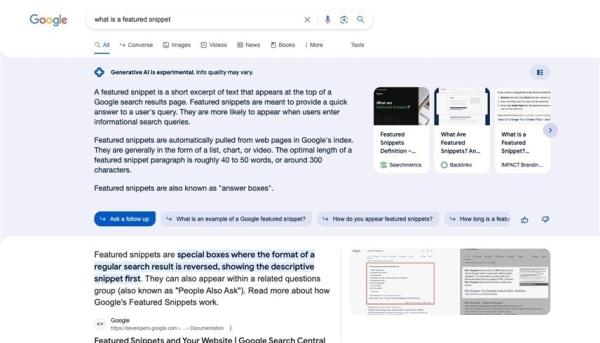 غوغل تطلق نسخة تجريبية من خدمة بحث الذكاء الاصطناعي "إس جي إي"