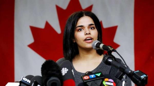 كلمة للسعودية رهف محمد القنون أمام الصحفيين في مدينة تورونتو الكندية