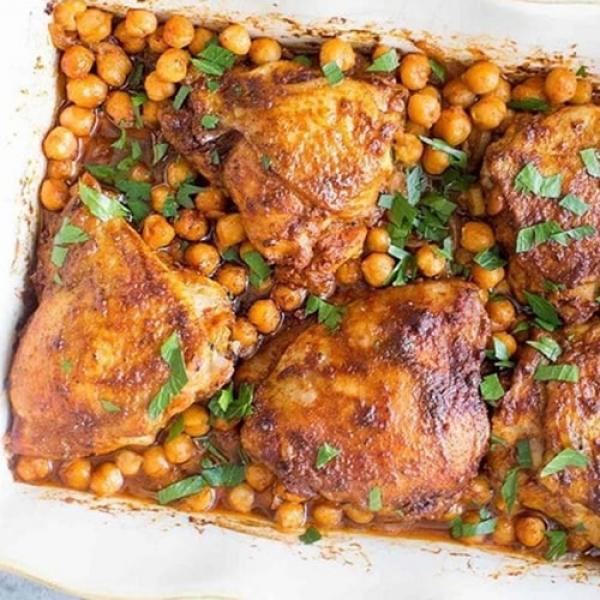 وصفة الدجاج بالحمص اللذيذة