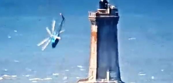 لحظات رعب عاشها طاقم مروحية كادت تتحطم قرب منارة (فيديو)