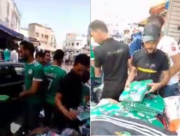 إقبال كبير للمغاربة على شراء أقمصة المنتخب الجزائري ساعات قبل نهائي الكان