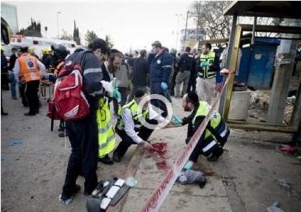 انفجار قنبلة قرب موقف حافلات بالقدس ومقتل امرأة واصابة 30