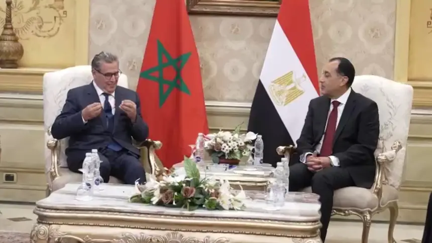 لحظة وصول أخنوش إلى مطار القاهرة من أجل ترؤس أشغال الدورة الأولى للجنة التنسيق المغربية-المصرية