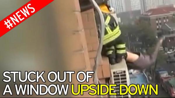 بالفيديو: حاول الانتحار.. فبقي معلقاً بين السماء والأرض