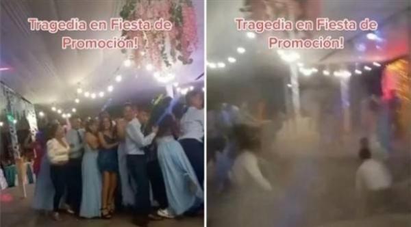 بالفيديو.. انهيار خطير لحلبة الرقص بـ"25 طالباً" أثناء حفل تخرجهم