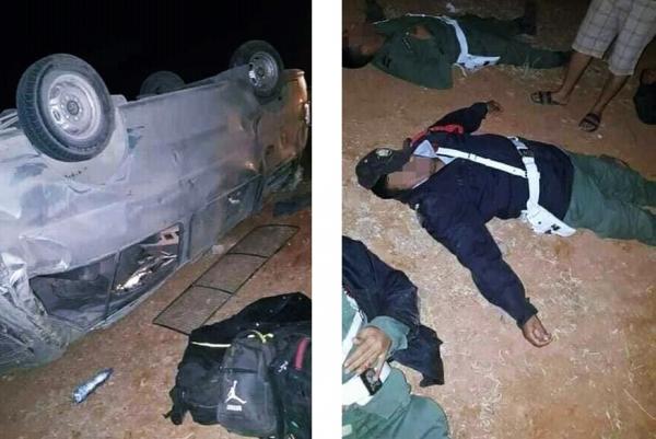بالصور : أنباء عن قتلى وجرحى في حادث انقلاب سيارة تابعة للدرك الملكي