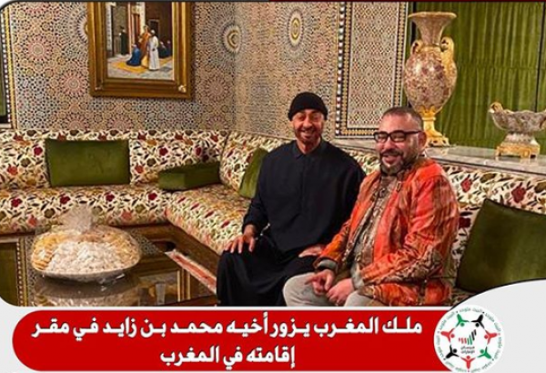 الملك محمد السادس يزور ولي عهد أبوظبي في مقر إقامته بالمغرب