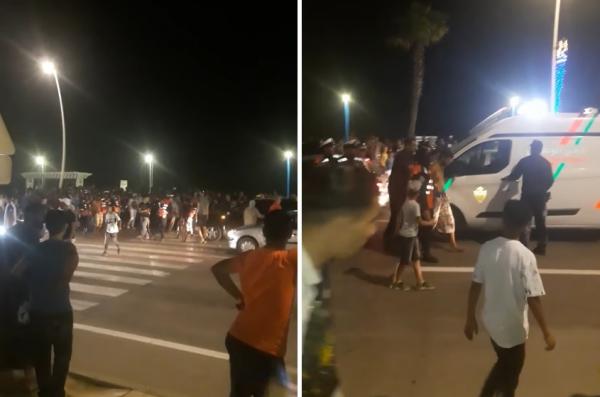 لحظة القبض على  شاب حاول اختطاف أربعة أطفال في ملاهي مدينة مرتيل