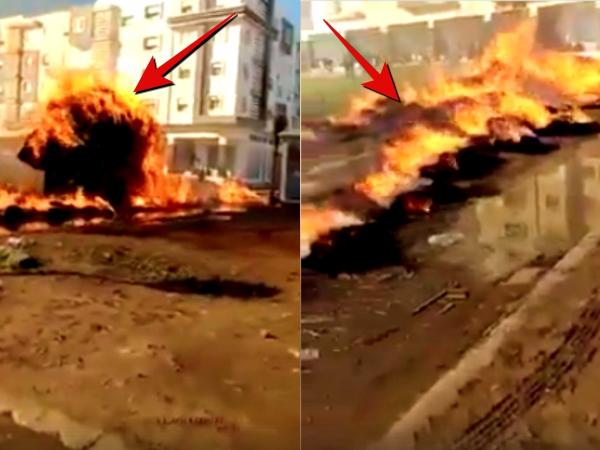 بالفيديو: النيران تلتهم شاحنة محملة بـ "التبن" و الحادث كاد يتحول إلى كارثة