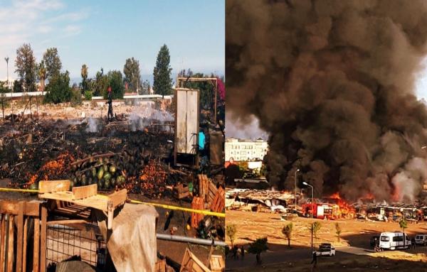 بالصور : حريق مهول يأتي على "جوطية" في قلب تمارة والحادث يطرح أكثر من علامة استفهام