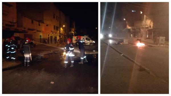 مرة أخرى استنفار للسلطات المحلية والأمنية والوقاية لإخماد حريق بالشارع أضرمه مراهقون