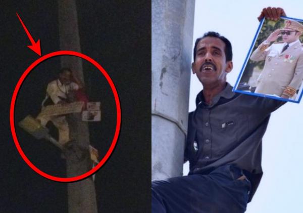 تزامنا مع الخطاب الملكي .. "عبد الله" يعود إلى "عمود المظالم" من أجل تذكير المسؤولين بقضيته ( الفيديو )