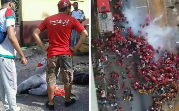 بالفيديو: الأمن الايفواري يطلق غازا مسيلا للدموع على الجماهير المغربية