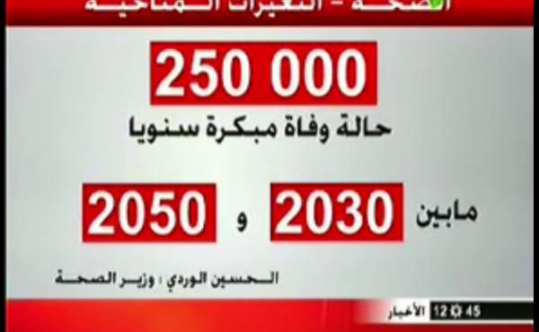 وزير الصحة يؤكد خطر وفاة 250 ألف شخص سنويا بسبب التغيرات المناخية