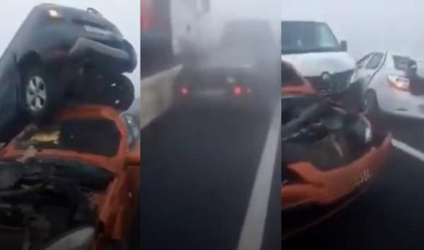 حادثة سير خطيرة بين عشرات السيارات في الطريق السيار الرابط بين مراكش والبيضاء