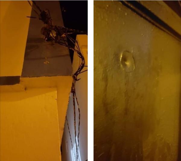 أثار أعيرة السلاح الناري الذي أستخدم في أحريق