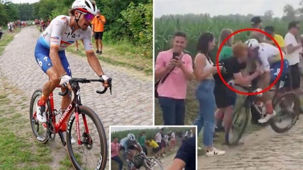 لحظة اصطدام متسابق ايطالي بمشجع واصابته بكسر في رقبته(فيديو)