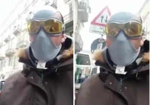 بسبب غياب الكمامات.. مغربي بإيطاليا يضع ملابس داخلية على وجهه للوقاية من كورونا