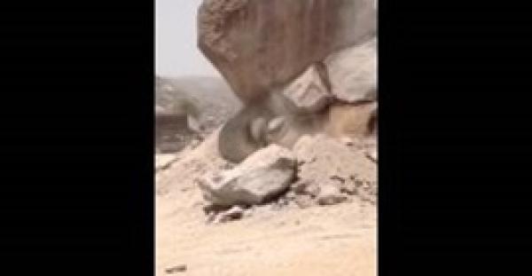 بالفيديو.. أسرة تنجو من الموت تحت صخرة ضخمة