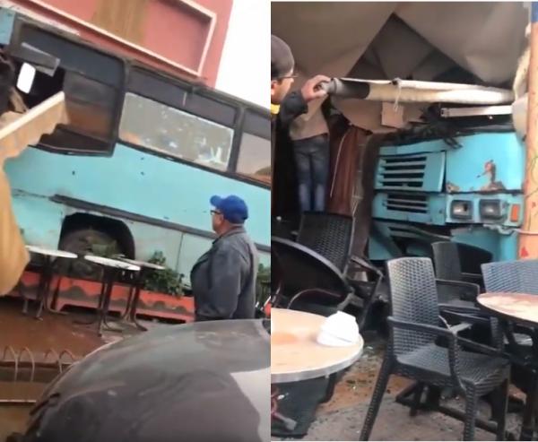 حافلة تقتحم مقهى بإنزكان وتدمره مخلفة أضراراً فادحة